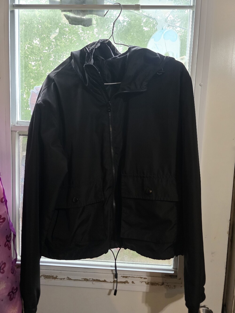 Women's Black Hooded Lightweight Jacket